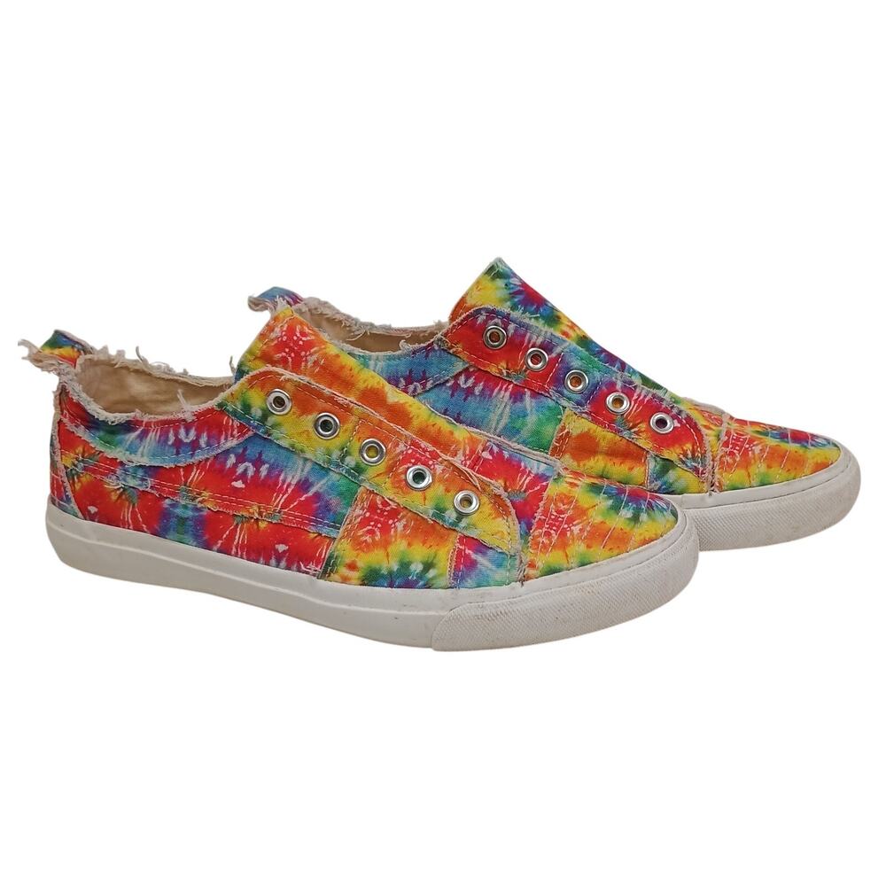 Corky's Babalu Rainbow Sneakers Slip On Canvas Shoes Women's Size 9 Multicolor